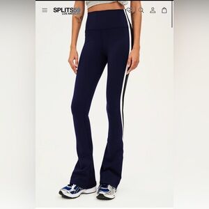 Splits59 Navy Flare Pants with White Side Stripe